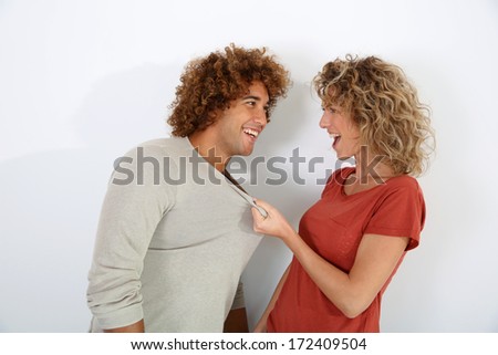Woman seducing handsome guy