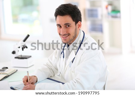 Portrait of student in medicine working in hospital