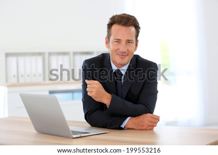 Businessman in office meeting business partner