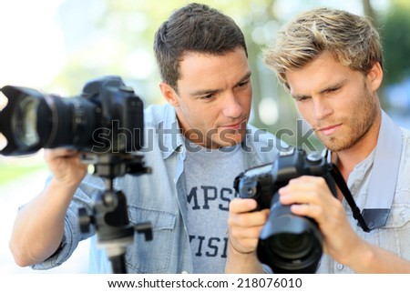Young men on a photography training day