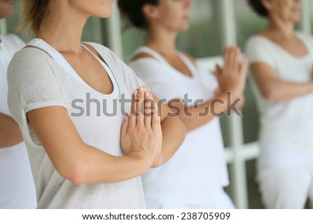 Closeup of hands put together on meditation exercise