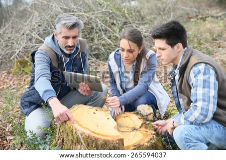Teacher with students in environment sciences