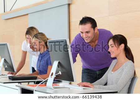 Office workers on business training