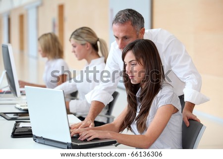 Business team working in the office on laptop computer