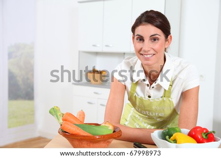 Portrait of woman in home kitchen
