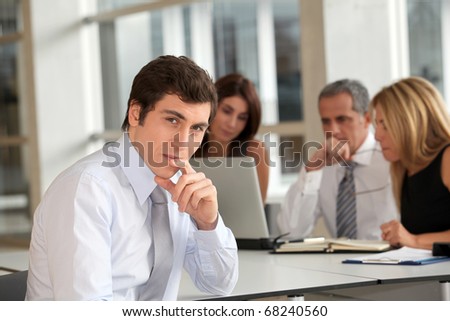 Office worker attending business meeting