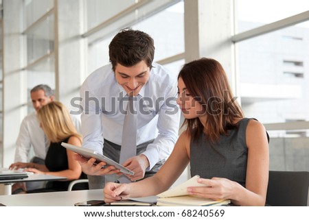 Business people working in the office with agenda
