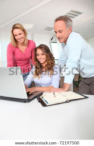 Office workers in a training course