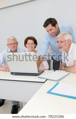 Group of senior people attending job search meeting