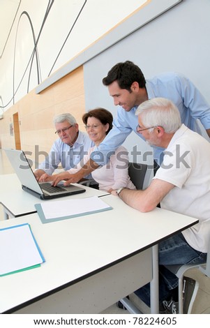 Group of senior people attending job search meeting