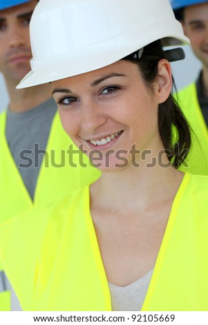 Portrait of woman construction apprentice