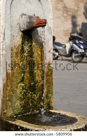 iron wolf headed drinking-fountain in Rome (by colosseum)
