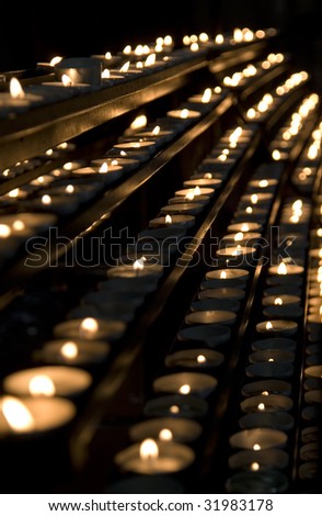 candles row in a cathedral (vienna)