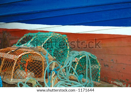 Hull of boat and Lobster Pots