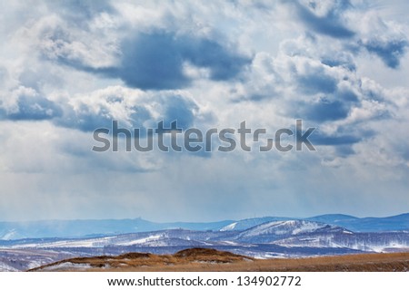 landscape with sky and clouds, storm weather