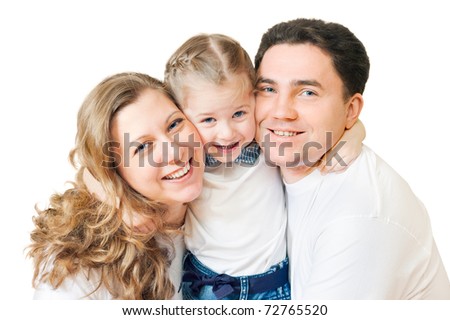 Happy family from three persons