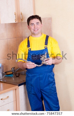 Plumber man with cock in hand