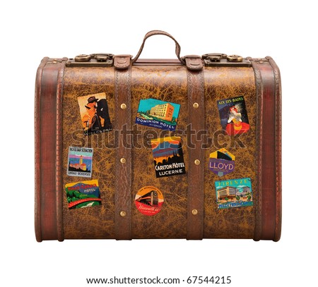 Old Suitcase Travel Stickers isolated  with a clipping path