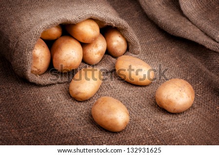 Fresh potatoes in bag