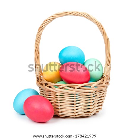 Easter eggs and basket isolated Easter eggs and basket isolated