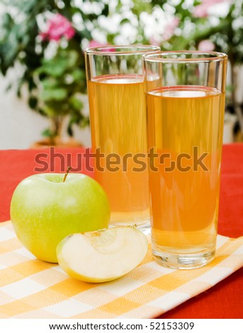 stock photo : apple juice glasses