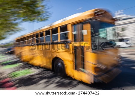 School Bus with blurred motion