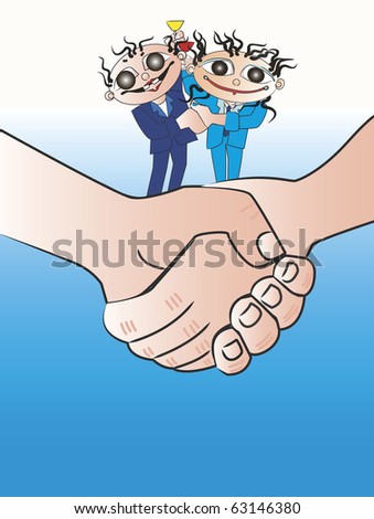 stock photo : Congratulations shake hands a cartoon