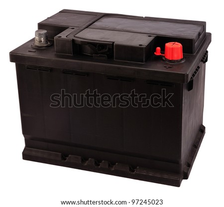 Charging  Battery on New V Rechargeable Car Battery Isolated On White Electrical Charge