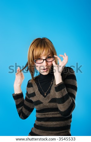Girl in glasses playing the fool. Find more similar images of this girl in my portfolio.