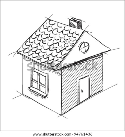 Cute Little House Sketch Vector Illustration - 94761436 : Shutterstock