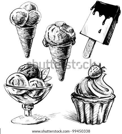  Cream Birthday Cake on Sketch Images Of Ice Cream And Cake Hand Drawing Sketch