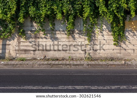 Street, sidewalk, wall