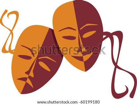 theater happy face sad face. stock vector : Theatre masks