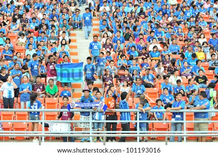 BANGKOK, THAILAND - APRIL 21 : Fan Club of Chonburi in Thai Premier League (TPL) between Thai Port FC (O) vs TTM Changmai (G) on April 21, 2012 at PAT Stadium in Bangkok, Thailand