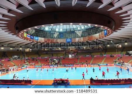 BANGKOK,THAILAND-NOV 7:A general view prior of Indoor Stadium Huamark before the FIFA Futsal World Cup match between Japan and Libya at Indoor Stadium Huamark on Nov 7,2012 in Thailand.