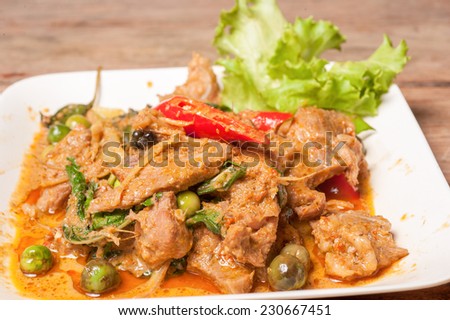 thai cuisine ,Stir Fried Wild Boar with Red Curry