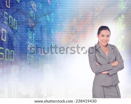 asian businesswomen stock broker has stock exchange graph background