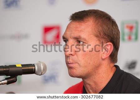 BANGKOK, THAILAND - JULY 14: Brendan Rodgers Manager of Liverpool media interviews after friendly match Liverpool Tour 2015 at Rajamangala Stadium on JULY 14, 2015 in Bangkok, Thailand