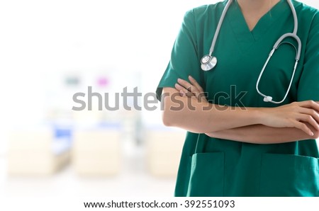 Doctor with a stethoscope in hospital