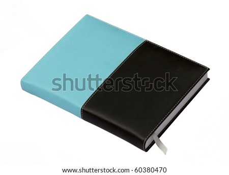 Old notebook sewn up by threads isolated on a white background