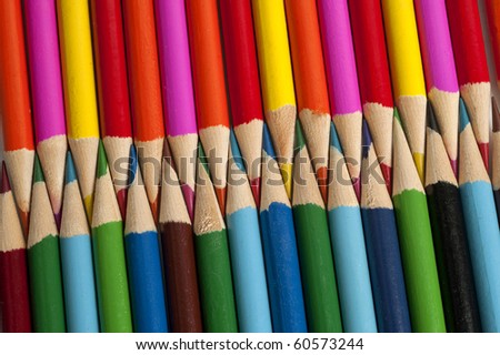 Color pencils background isolated in white