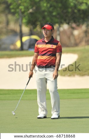 HUA HIN THAILAND - JANUARY 9 : Shunsuke Sonoda action in The Royal Trophy Tournament at Black Mountain Golf Club Hua Hin Thailand on January 9 2011