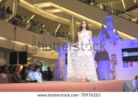 BANGKOK, THAILAND - FEB 11: Thai super model walks the runway in the presentation of The Magic of Love Bride International for the 26th anniversary of Bride Magazine on FEB 11, 2010 in Bangkok, Thailand