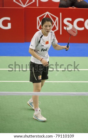 BANGKOK THAILAND- JUNE 11 : Jiang Yanjiao in action in the Final rounds of SCG Thailand Open Grand Prix Gold 2011 on June 11, 2011 in Bangkok ,Thailand