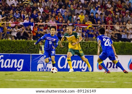 BANGKOK, THAILAND - NOV 15 : C.Valeri (C) in action during FIFA World Cup 2014 between Thailand (B) and Australia (Y) at Supachalasai National Stadium on November 15, 2011 in Bangkok, Thailand