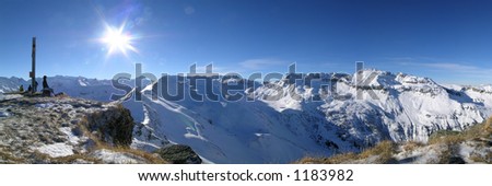 View from the peak of Mount Chicken Head to the surrounding Swiss Alps.