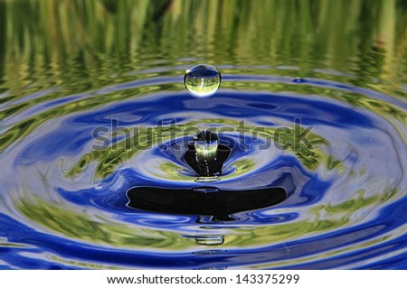 explosion of a drop of water in green color