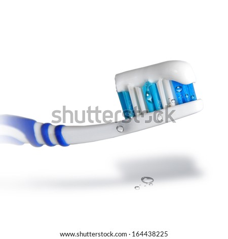 first plane of dental brush with toothpaste