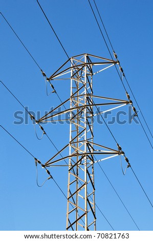 first plane of electric tower on blue bottom