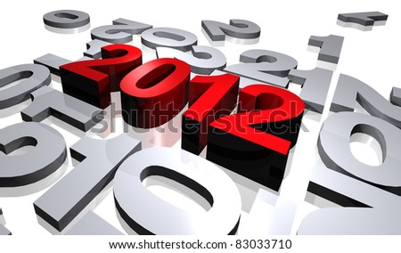 illustration of numbers of new year 2012 of surrounded red color of numbers in gray color